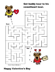 Happy Valentine's Day Teddy Bears Mazes For School